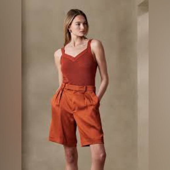 BANANA REPUBLIC SATIN BERMUDA SHORT - Picture 1 of 7